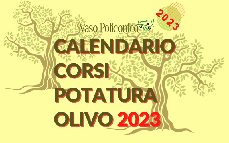 Calendario corsi potatura olivo con didattica Vaso Policonico 2023